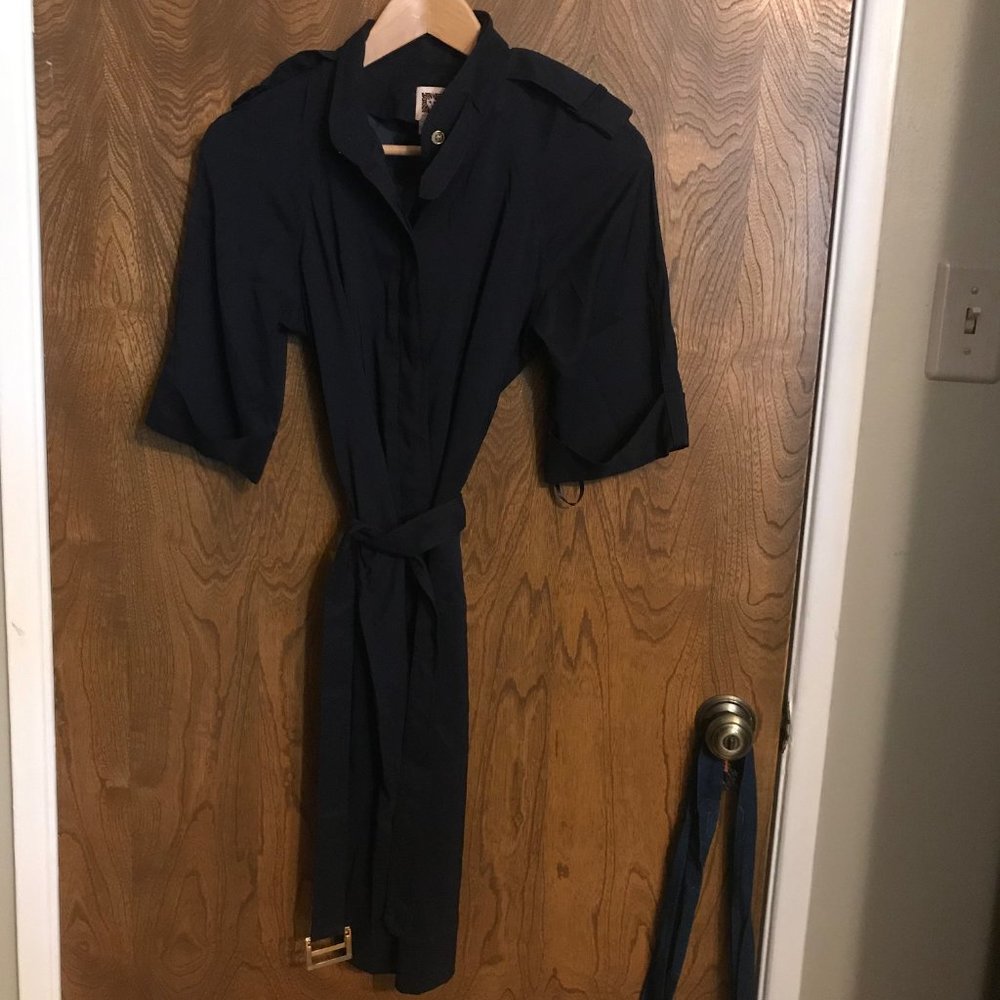 Ann Klein Belted Shirt Dress with Military Collar